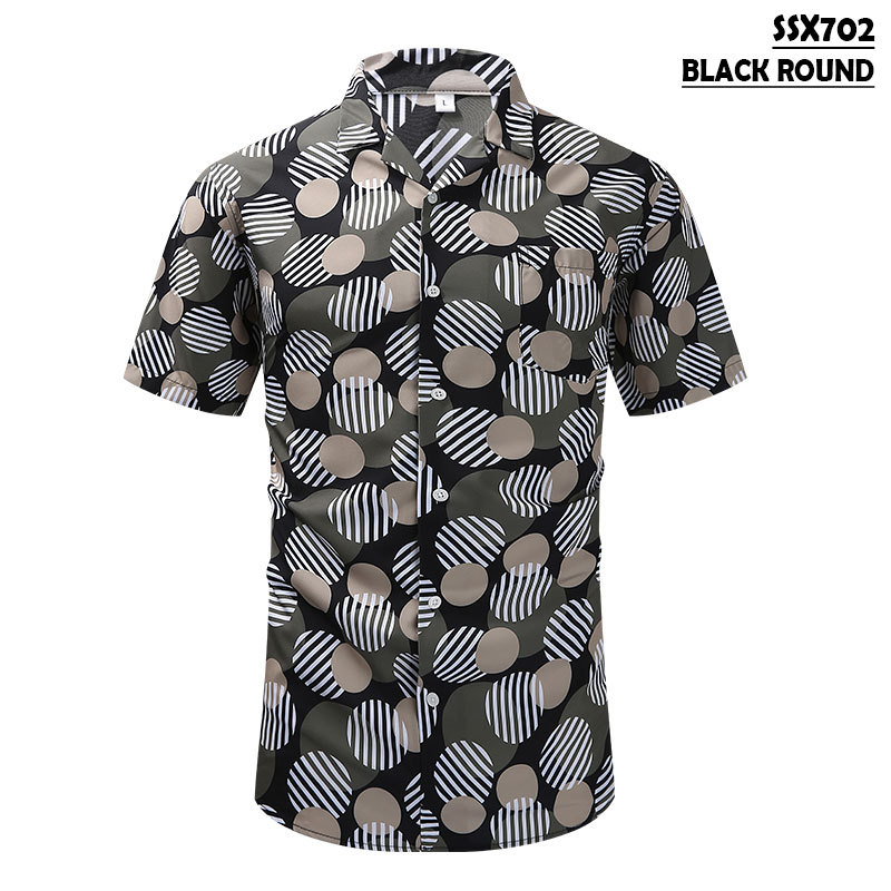 New Arrival Spring and Summer Hawaiian Short-Sleeved Shirt Men's Fashion Urban Retro Printed Simple Cuban Collar Men's Shirt