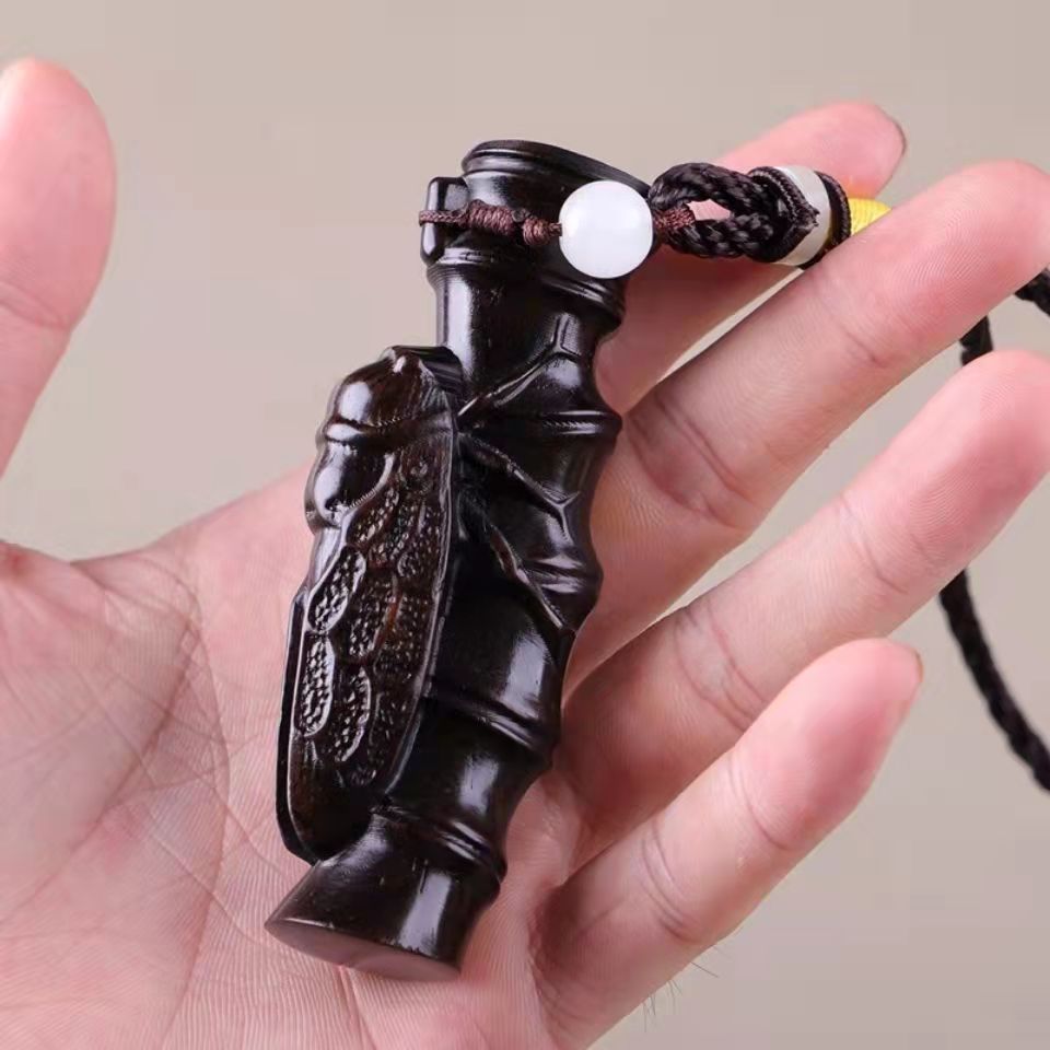 紫光檀手把件 檀木知足常乐 实木手把件 挂件 木质雕刻工艺品