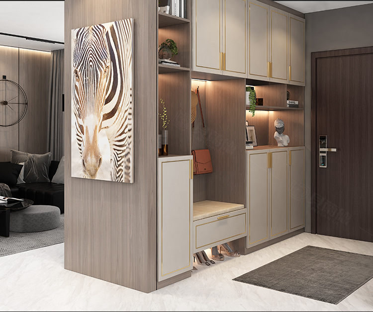 后现代进门衣帽柜鞋柜组合简约现代入户柜玄关柜门厅柜定制