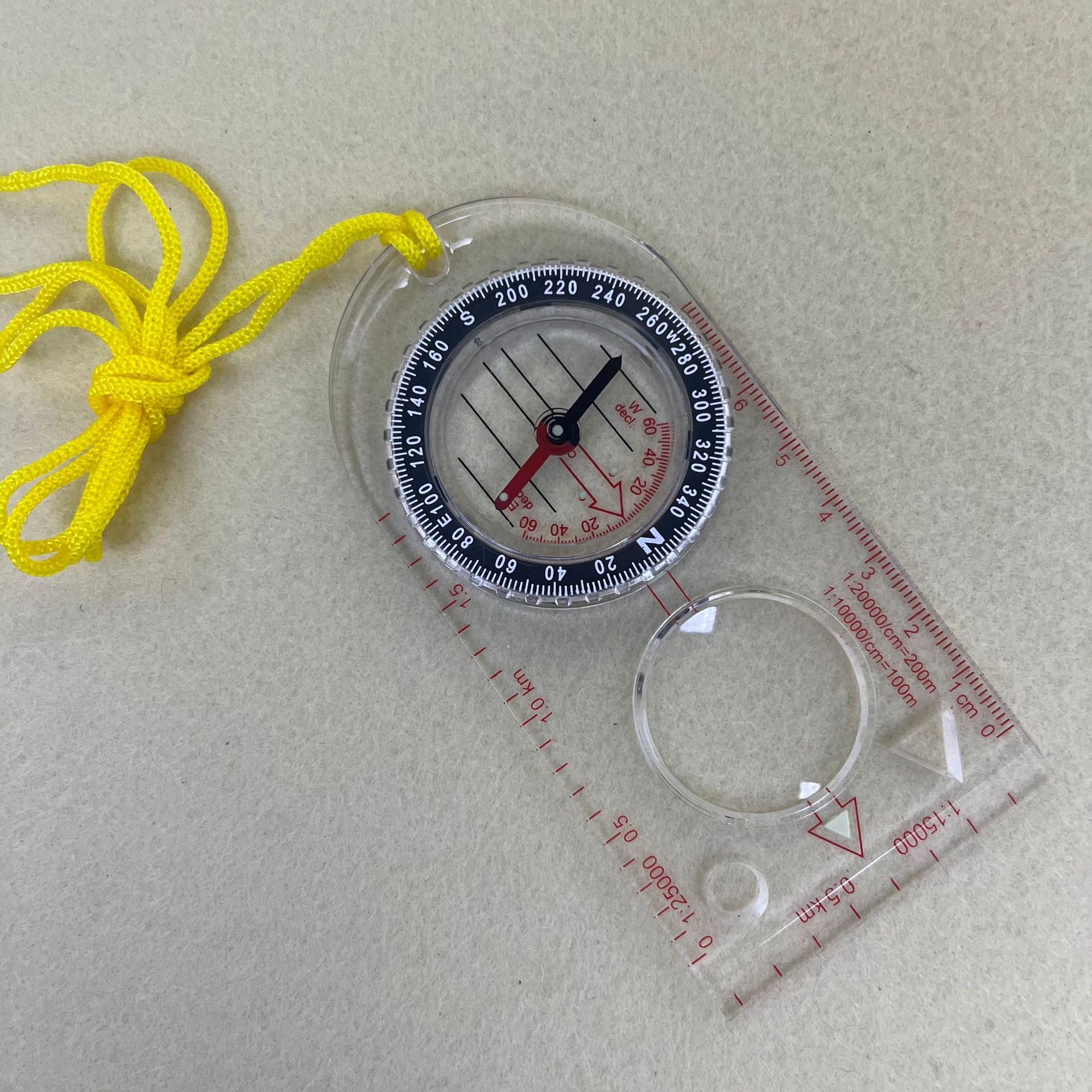 New Amazon Hot Sale Transparent Size Compass Magnifying Glass Map Scale Compass Student Gift