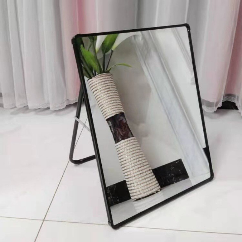 Shoe Test Mirror Photo Shoe Shop with Mirror Shoe Cabinet Shoes Changing Aluminum Alloy Mirror Solid Wooden Frame Floor Simple European Full-Length Mirror Order