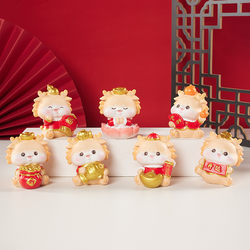 新款小神龙盲盒套装可爱国潮龙年手办摆创意生肖龙年桌面装饰礼品