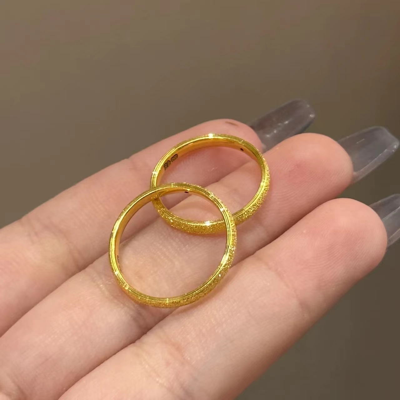 满天星黄金戒指999足金细闪工艺戒圈5g金固口首饰叠戴圣诞送女友