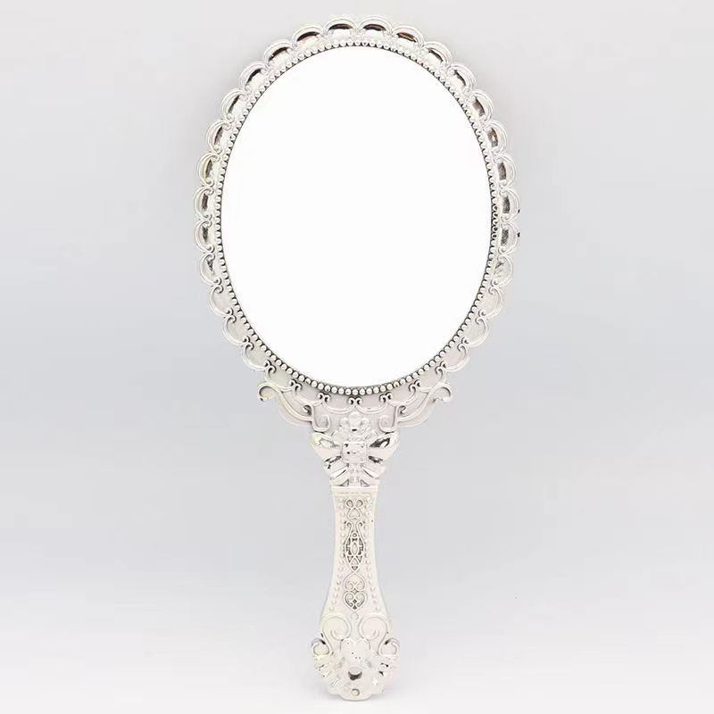 European-Style Retro Handle Cosmetic Mirror Handheld Mirror Portable Portable Princess Mirror Handheld Cosmetic Mirror Wholesale