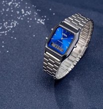 复古男生方形手表爆款冰蓝女士时尚跨境电子手表防水合金壳钢带