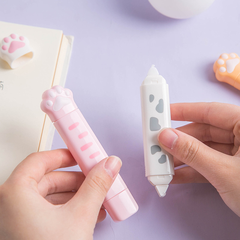 twingo天高猫爪修正带 软萌猫咪涂改带点点胶双面胶带双头改正带