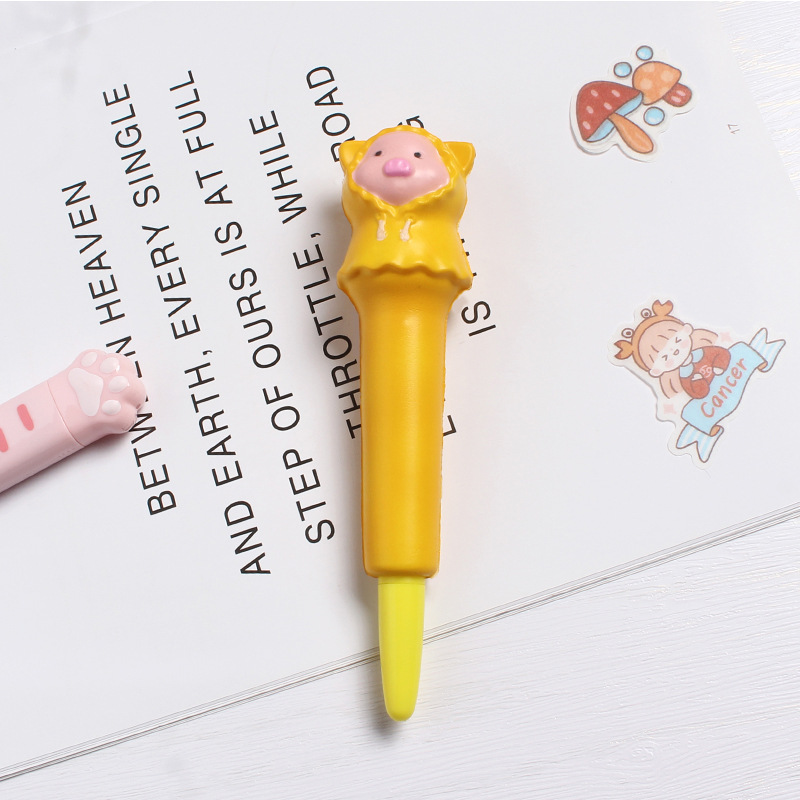 Cute Decompression Pen Squeezing Toy Gel Pen Student School Supplies Cartoon Creative Stationery Soft Decompression Pen