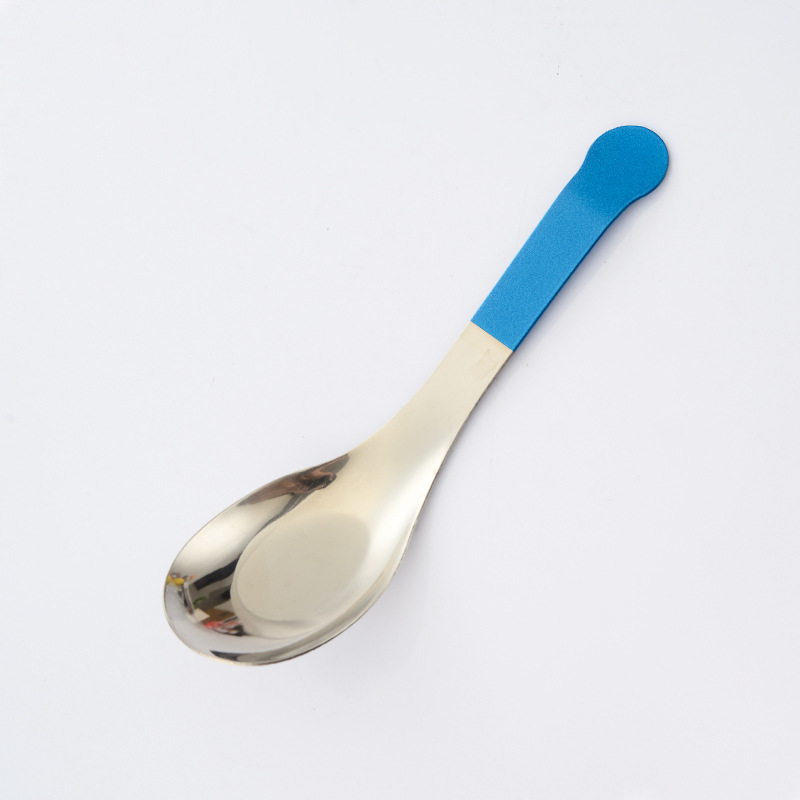 Stainless Steel Spoon Baby Eating Spoon Flat-Bottom Spoon Restaurant Home Tableware Spoon Children's Spoon Dessert Spoon Wholesale