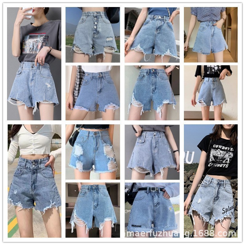 2023 Summer Hot Women's Denim Shorts Slimming and Wide Leg Fashion Trend Miscellaneous Shorts Manufacturer Direct Wholesale