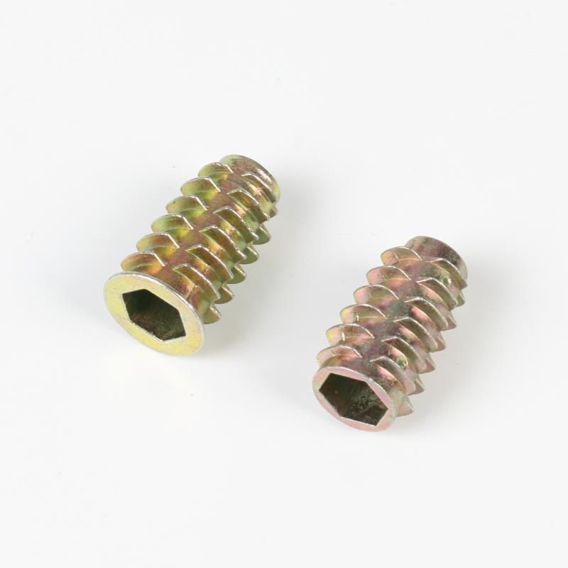 带介锌丝套锁紧内外牙螺母先装实木圆柱螺帽梯形预埋木头家具木工