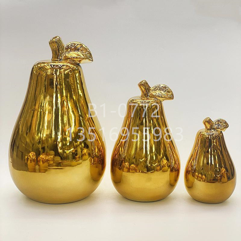 Jinbao Vase Factory Wholesale Modern Minimalist Gold-Plated Craft Ornaments Pear round Apple Decorations