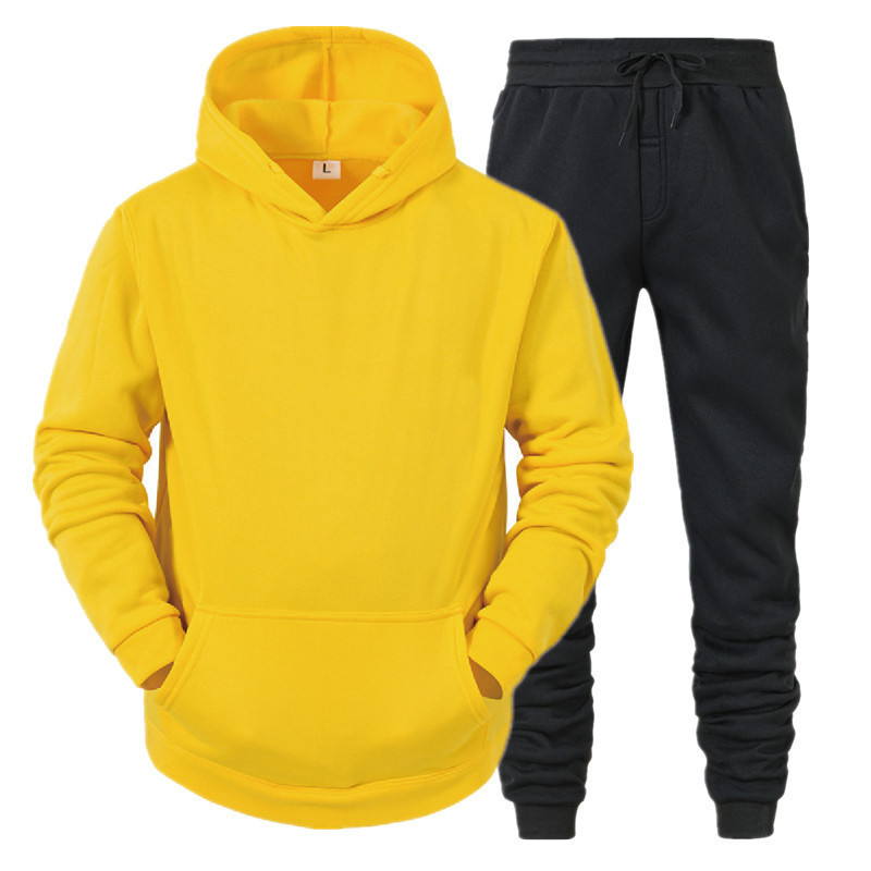 Factory Direct Supply Amazon TikTok Hoodie Suit Solid Color Hoodie Sports 2-Piece Set Autumn and Winter Fleece