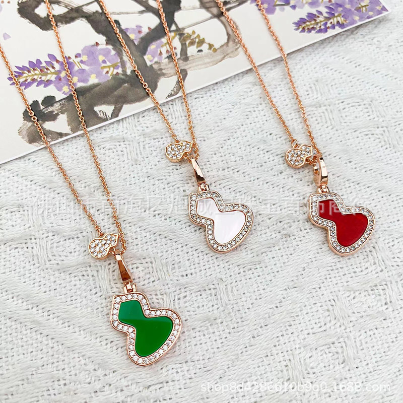 s925银麒麟葫芦项链女红玉髓白贝母吊坠高版本小众百搭轻奢锁骨链