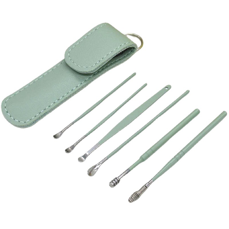 Single Spring Ear-Picker Stainless Steel Earpick Spiral Ear Earpick Pick Tool 6-Piece Set Daily Necessities