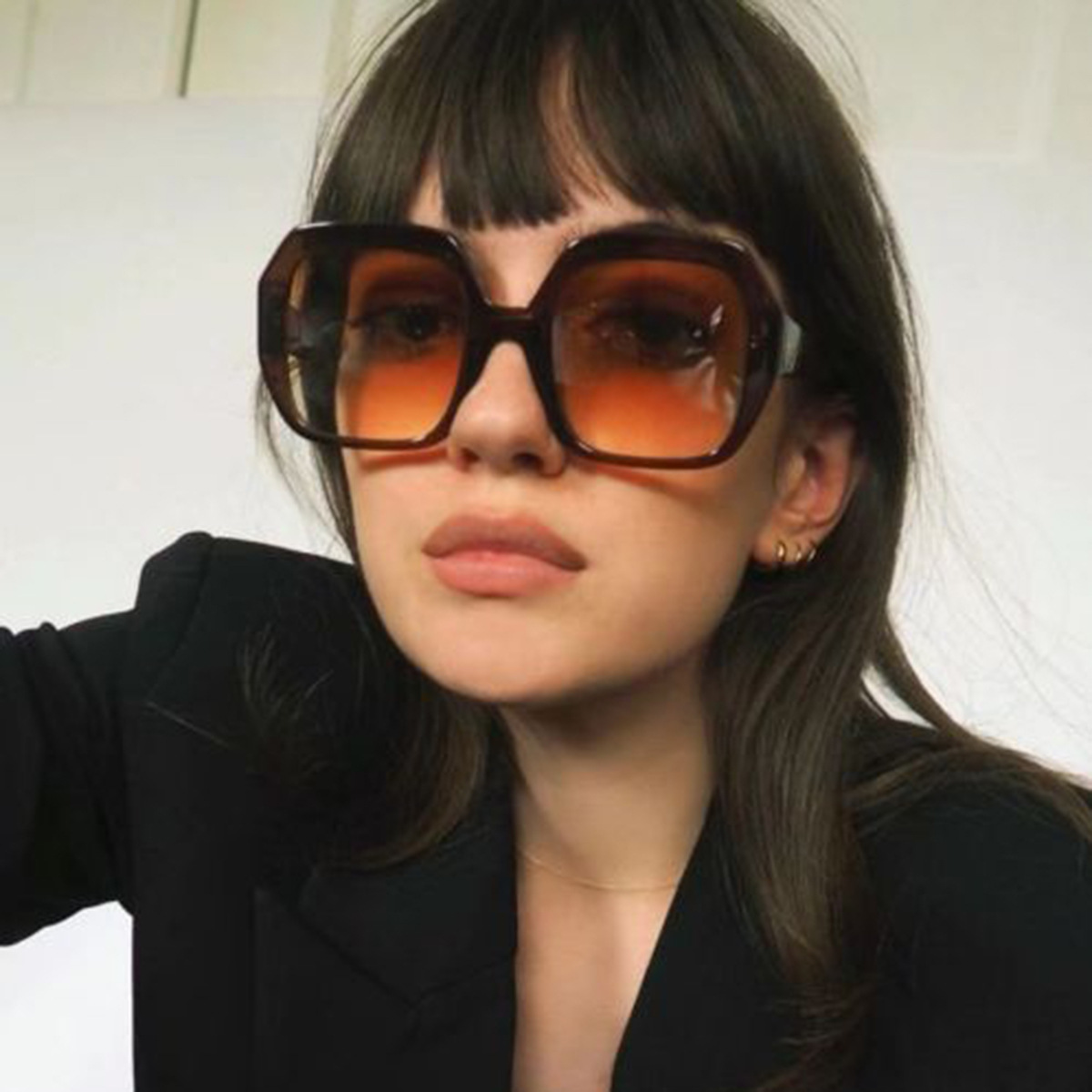 2022 New Large Rim Sunglasses Retro Artistic to Make Big Face Thin-Looked Xiaohongshu Same Style Fashion Plain Sunglasses