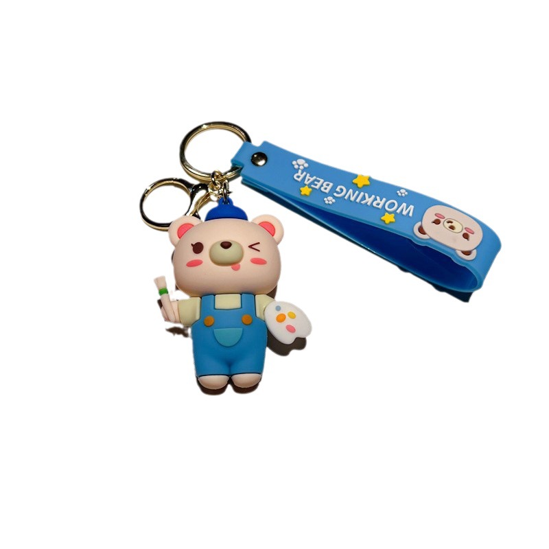 Creative Genuine Work Bear Keychain Cute Talent Bear Magic Bear Chef Bear Key Chain Men and Women's Pendants