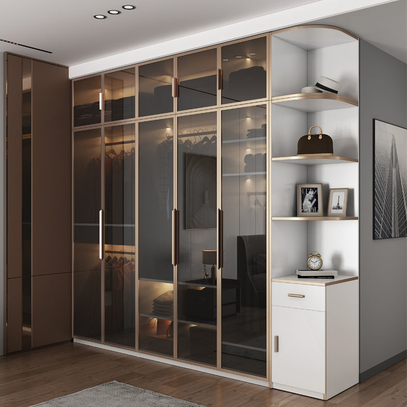 家居北欧玻璃衣柜现代简约轻奢衣橱家用卧室衣帽间出租房网红大