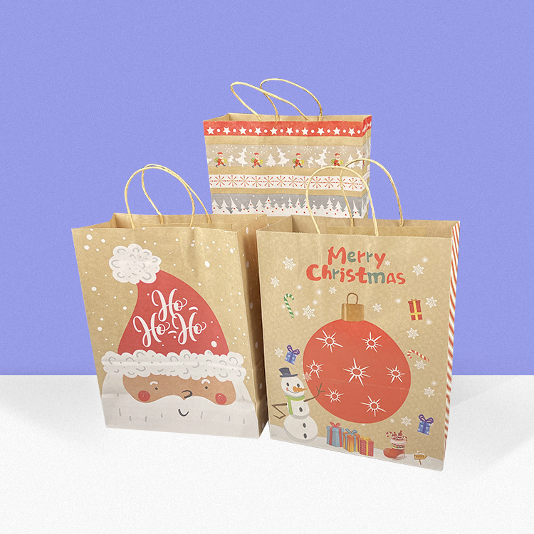 Christmas Paper Bag Handbag Gift Birthday Gift Bag Christmas Fruit Packaging Gift Set Bag Kraft Paper Bag Hot Sale