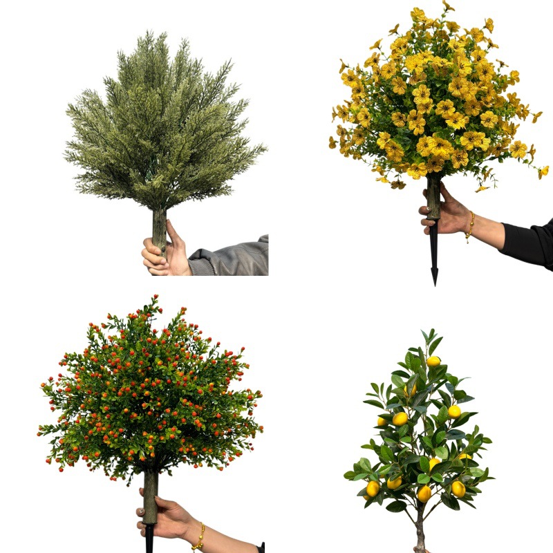 仿真地插人造植物摆件盆栽花园地钉薰衣草松柏黄杨木门庭人造花园