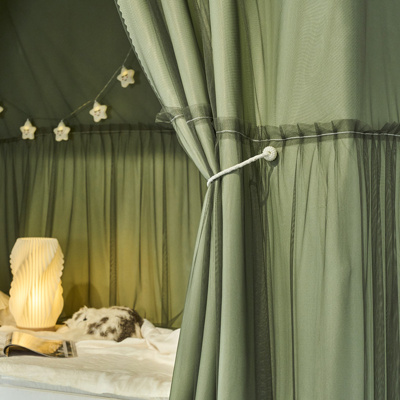 纯色绿野仙踪学生宿舍床帘下铺加厚强遮光寝室上铺公主风床围挡布