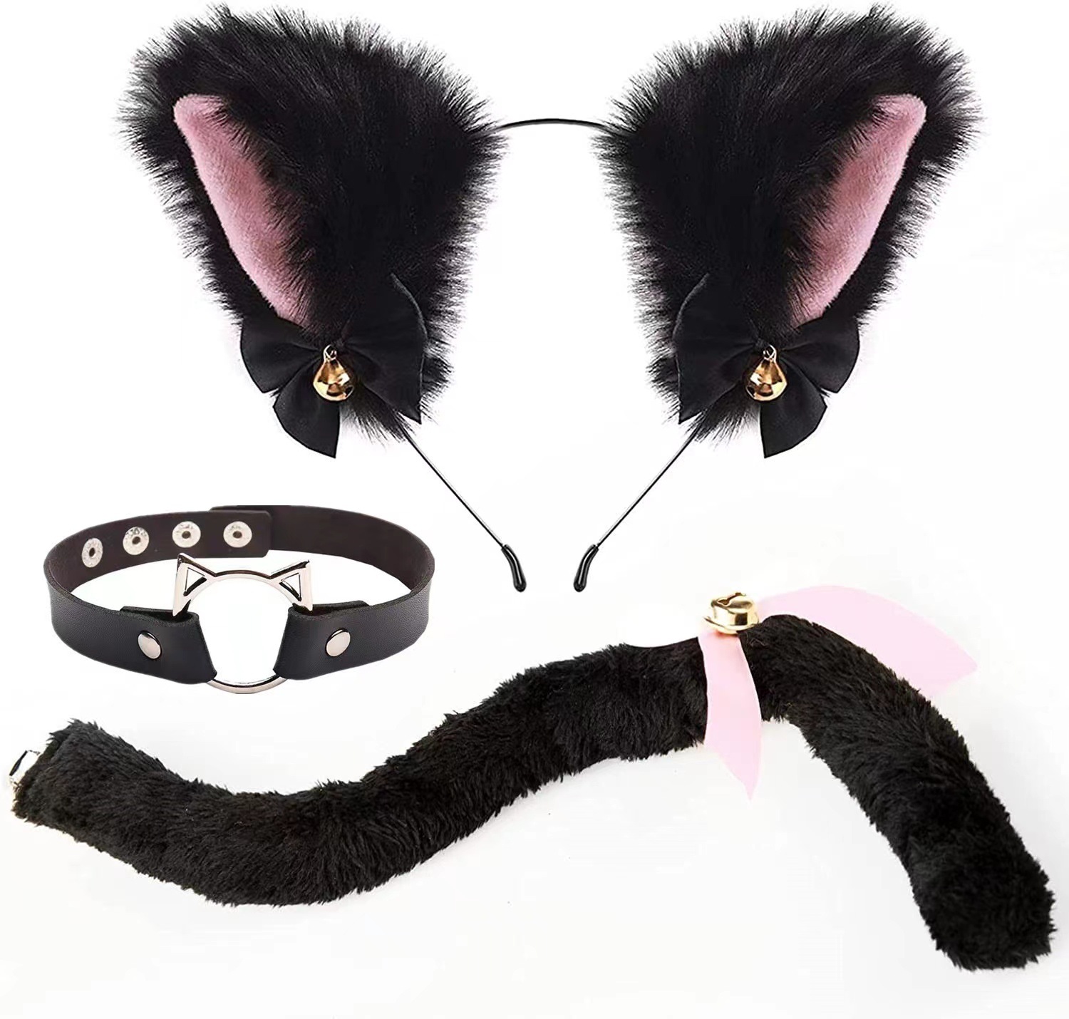 Cross-Border Supply Animal Headdress Halloween Cat Ear Headband Cute Adult Plush Tail Sexy Suit Dress up