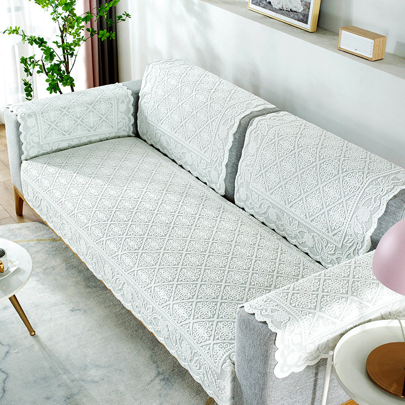 蕾丝沙发靠背巾沙发套子简约现代垫扶手盖布套罩防滑盖巾四季纯色