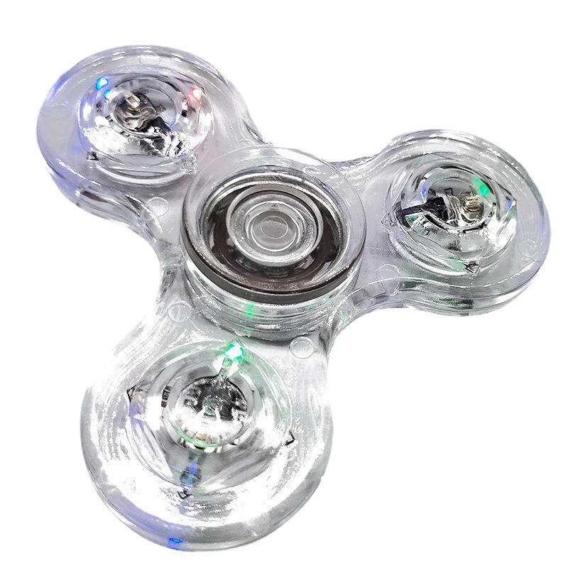 Factory Direct Sales Fingertip Gyro Crystal Luminous Transparent LED Light-Emitting Decompression Children's Toy Hand Spinner