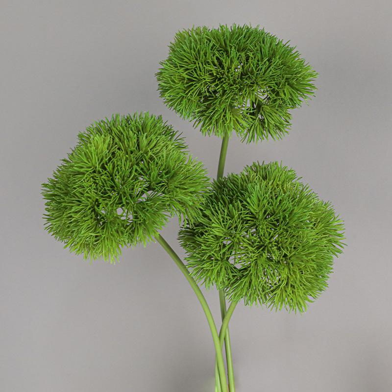 仿真绿石竹 手感软胶绿毛球 中式现代家居插花假花花样板房陈列