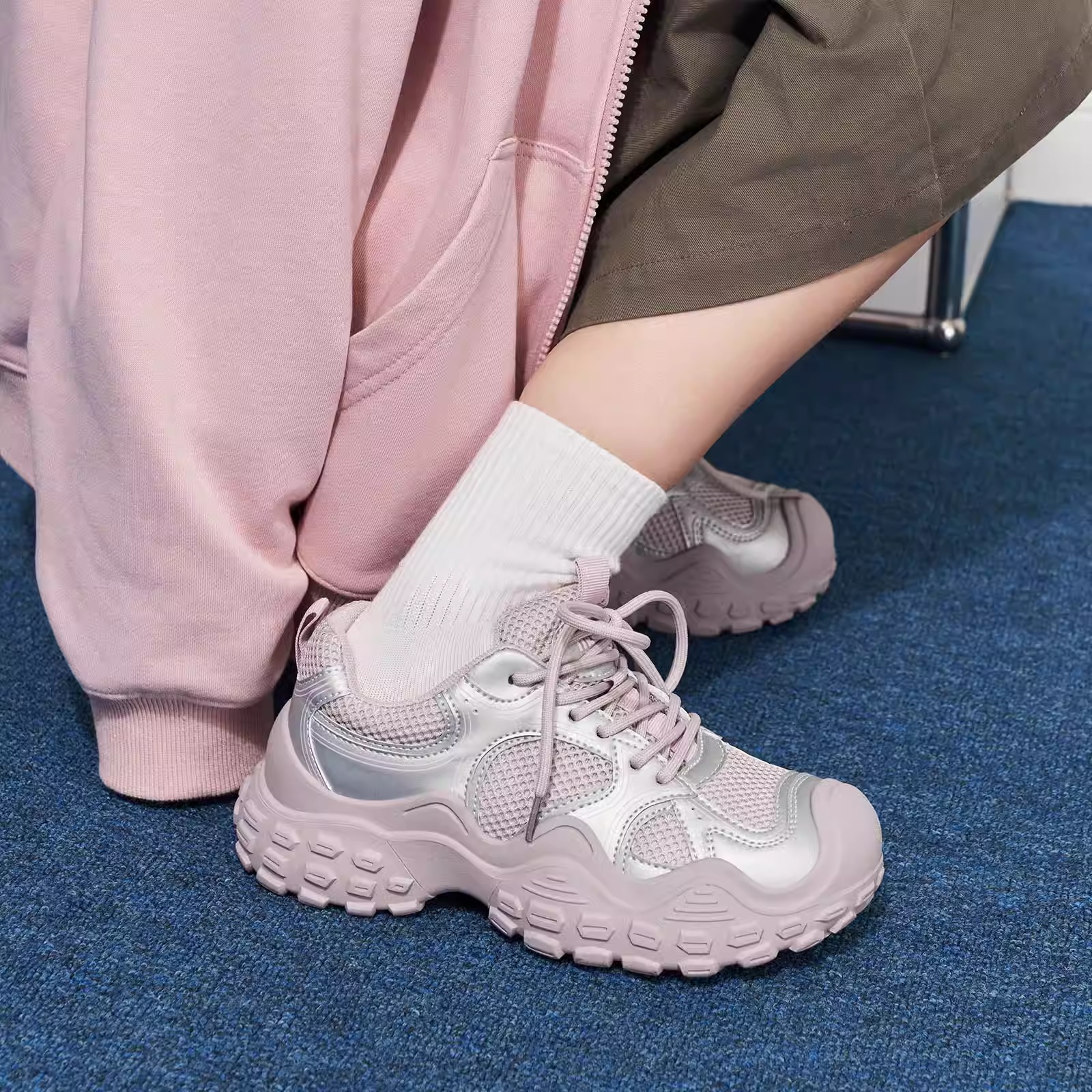 多巴胺老爹鞋女2024春季新款大头丑萌百搭休闲运动鞋厚底登山鞋子