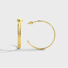 E0300 多尺寸欧美风耳圈简约几何C字耳环气质弧面金属质感耳饰女