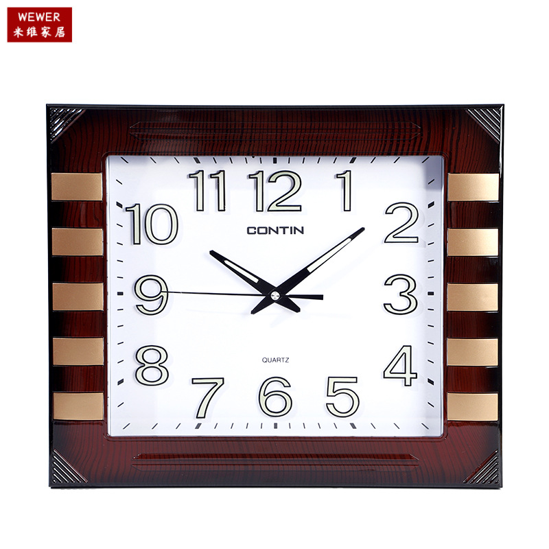 Kangtian Contin Wall Clock New Chinese Style Square Simple Atmosphere in Stock Wholesale Factory Direct Supply Foreign Trade