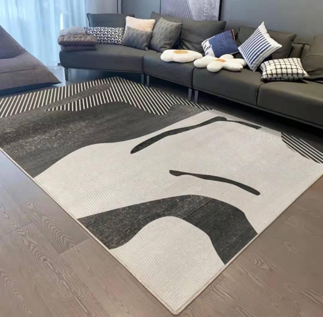 北欧轻奢卧室地毯后现代简约水晶绒地垫客厅家用茶几毯日系侘寂风