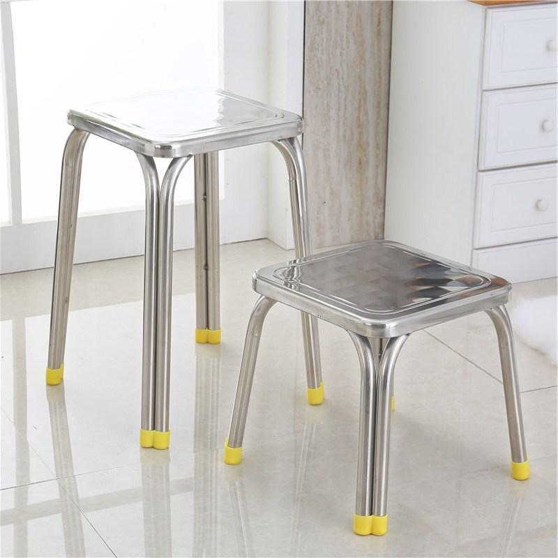 不锈钢凳子工厂车间流水线方凳子餐厅定制凳子加厚铁凳家用方椅子