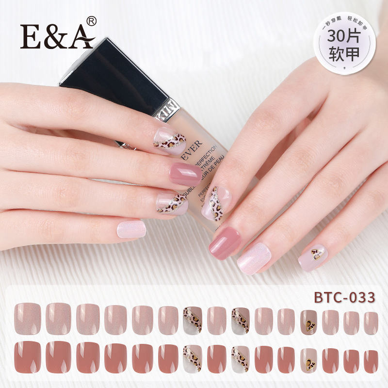 2023 New Wear Nail Short Finished Product Nail Stickers with Back Sticker Fake Nails Bridal Manicure Nails Wholesale