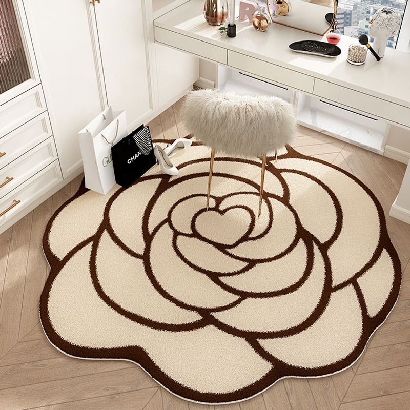 Light Luxury High-Grade Camellia Carpet Bedroom Living Room Cloakroom Non-Slip Carpet Study Swivel Chair Cashmere-like Carpet