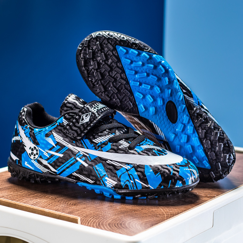 2024新款女童男童足球鞋tf碎钉儿童粉色学生魔术贴旋转钮扣训练鞋