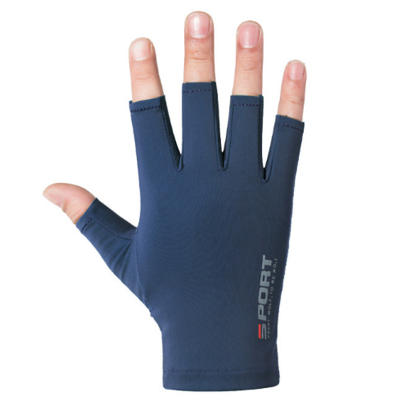 Spring and Summer Ice Silk Half-Finger Gloves for Riding Sun Protection Anti-Slip Fitness High Elastic Comfortable Quick-Drying Driving Gym Gloves