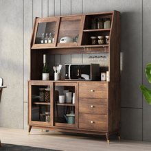 北欧实木餐边柜一体靠墙高柜现代简约家用茶水柜储物柜厨房置物柜