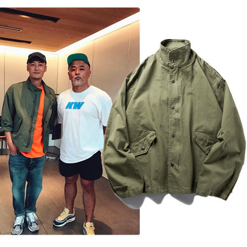 秋冬装潮牌余文乐mdns日系复古军事拼接立领工装夹克男士宽松外套