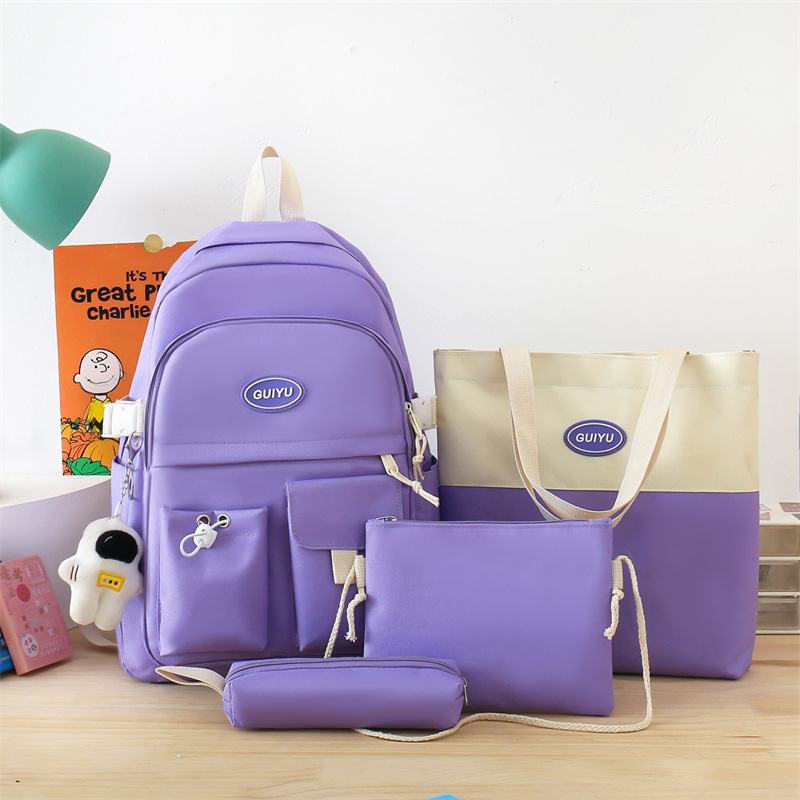 Student Schoolbag 2022 New Multi-Functional Large Capacity Four-Piece Set Primary School Student Korean Backpack Junior High School Bag