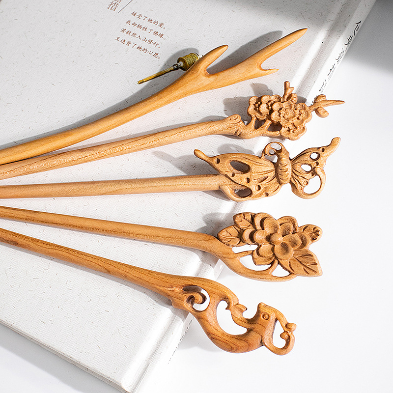 古风檀木发簪简约现代感木质簪子未镶嵌新鲜出炉木头新鲜出炉手工