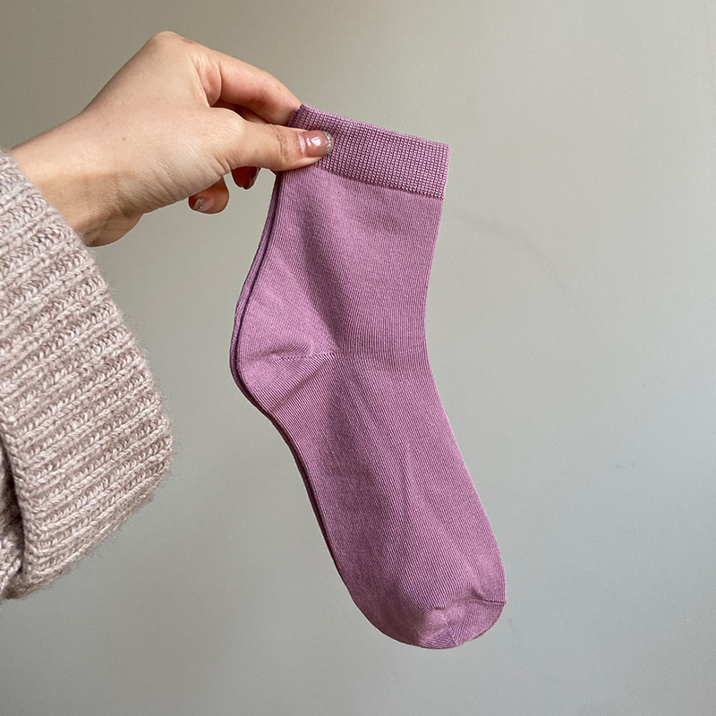 高档32支丝光棉袜子女新疆长绒春韩简约纯色中筒短四季盒装独立包