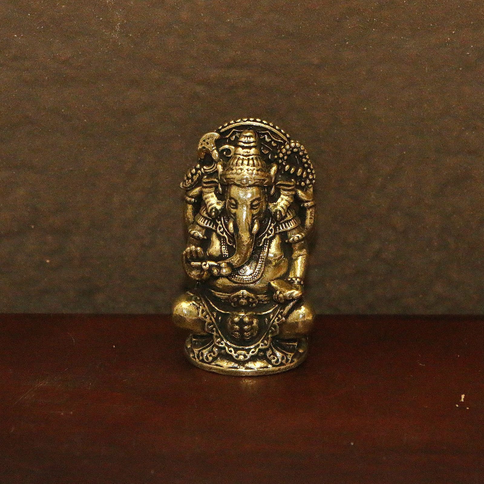 沐略黄铜复古做旧泰国财神象神摆件桌面装饰摆设工艺品收藏铜摆件