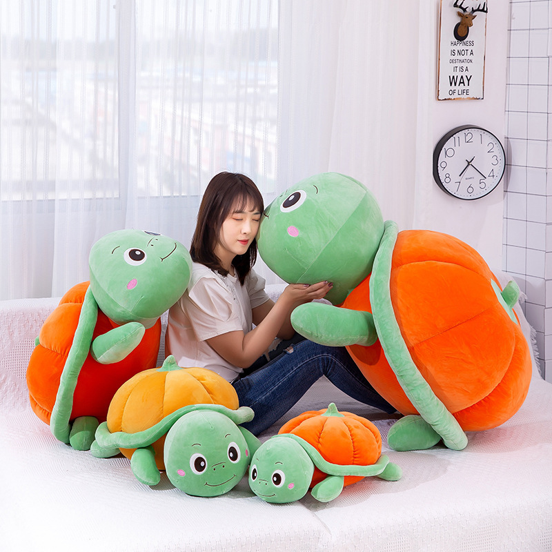 Manufacturer's Pumpkin Turtle Plush Toy Pillow Cute Turtle Lumbar Support Pillow Face Pillow Children's Cartoon Doll