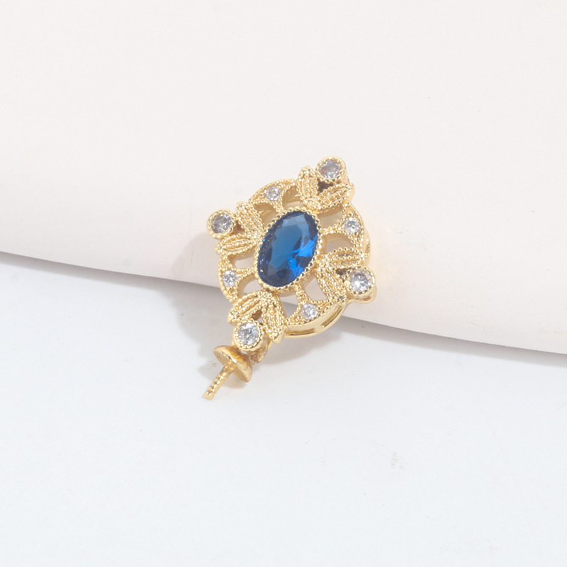 小红书爆款复古几何菱形造型仿蓝宝石吊坠托 项饰空托饰品配件