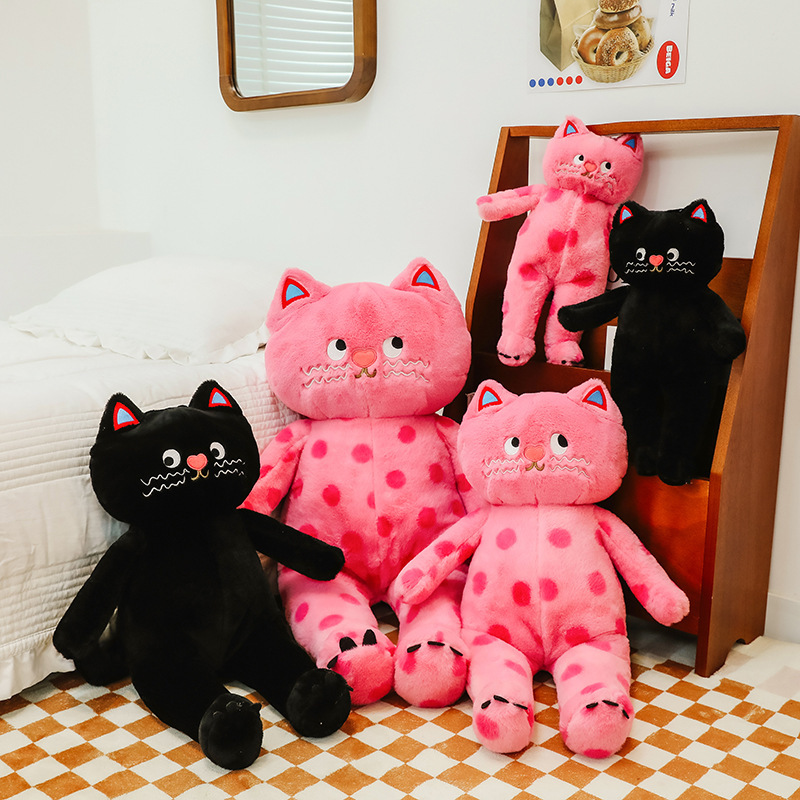 Internet Celebrity Same Style Xiaohongshu Cute Polka Dot Cat Pillow Plush Toy Cat Doll Toy Doll Pillow Gift