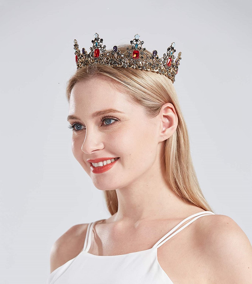 巴洛克复古珍珠彩色皇冠公主头饰甜美发饰新娘婚纱礼服饰品