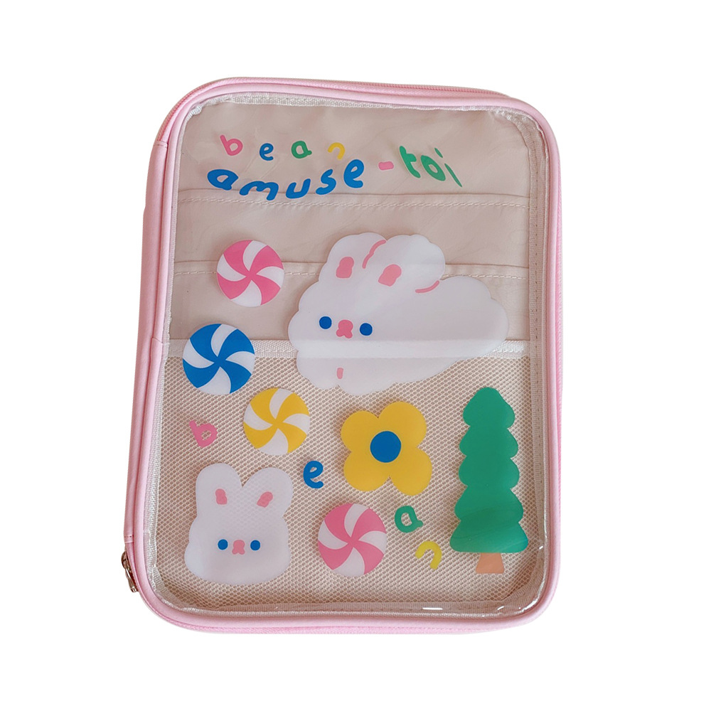 Cute PVC Waterproof Transparent Tablet 11-Inch Tablet Protective Case Backpack Liner Stationery Storage Bag