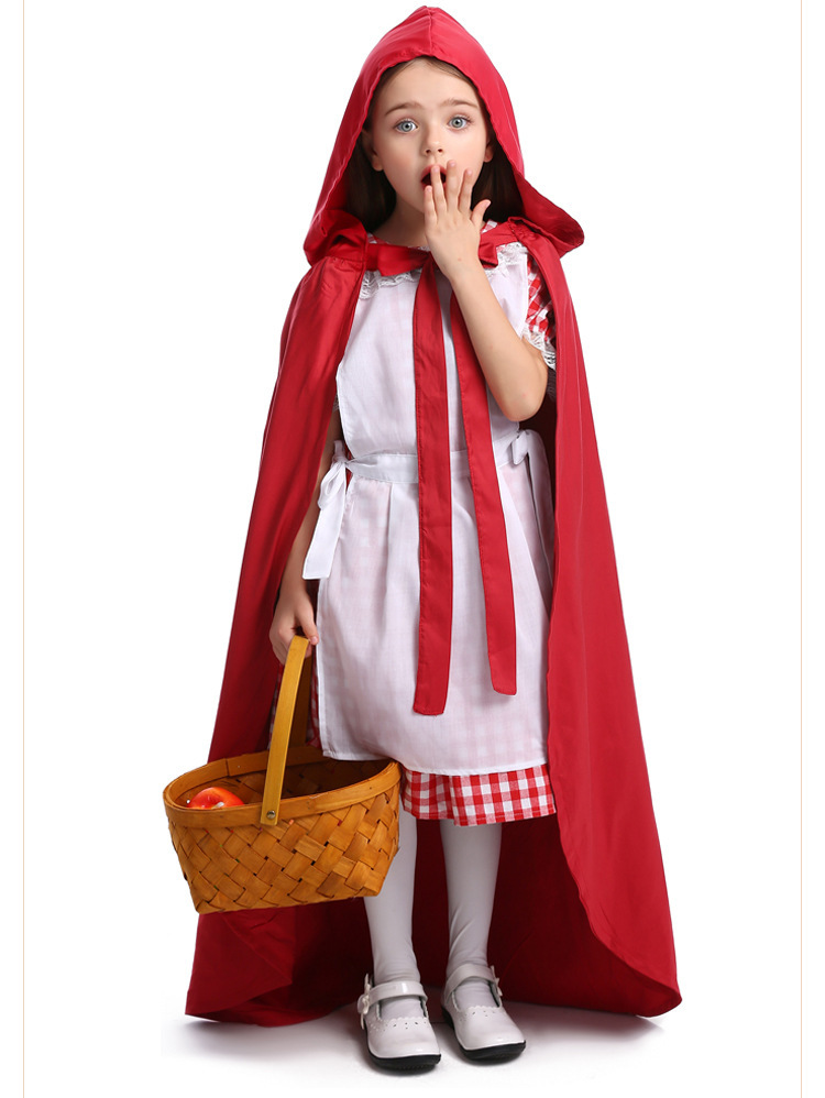 双层儿童装cosplay童话故事狼外婆小红帽披风 万圣节女童表演披风