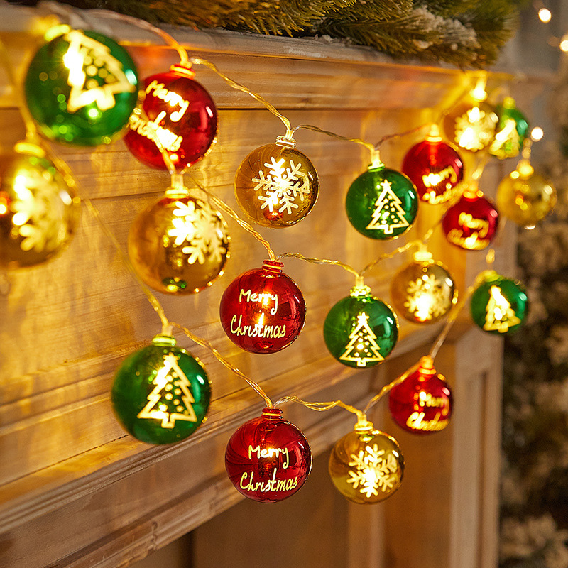 [One Piece Dropshipping] Christmas Decorations XINGX Colorful Ball Ornament Dress up Props Pendant Luminous Lighting Chain